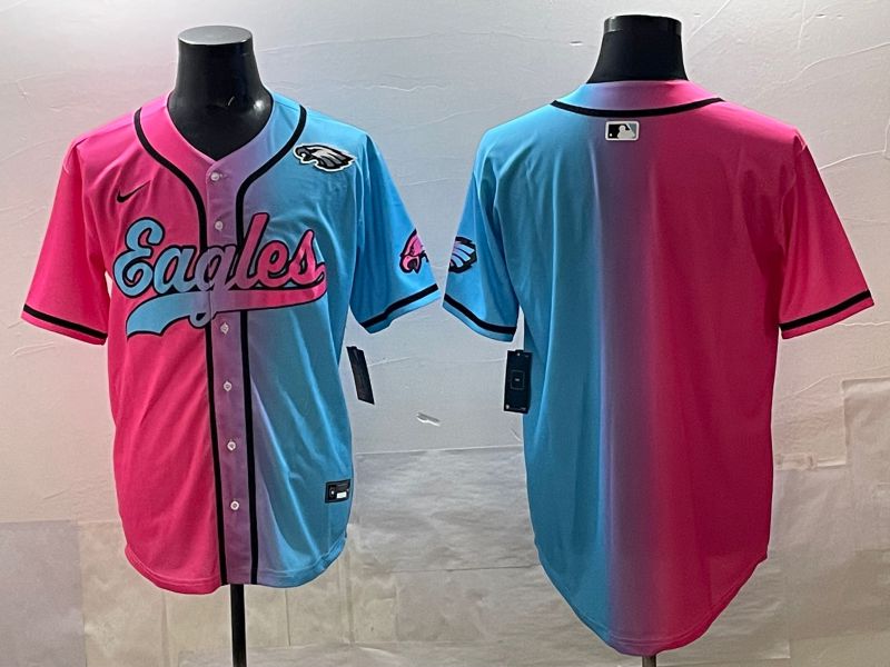 Men 2025 Philadelphia Eagles Blank Blue pink Nike Limited NFL Jersey style 09->philadelphia eagles->NFL Jersey